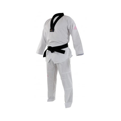 Adidas Dobok Adi-Contest (Blanco/Negro con Logo Rosa)