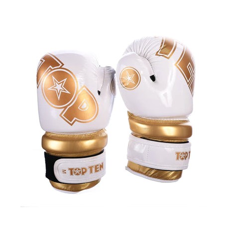 TOP TEN Guantes Pointfighter blanco brillante/dorado, 21656-6