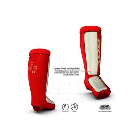 ESPINILLERA PARA MMA RDX LIGERA ACOLCHADA CON GELCERTIFICADA OEKO-TEX®           (ROJO / DORADO)