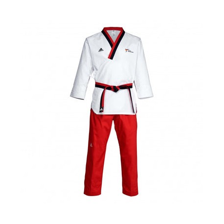 Adidas Dobok Poomsae Joven Mujer (Blanco/Rojo)